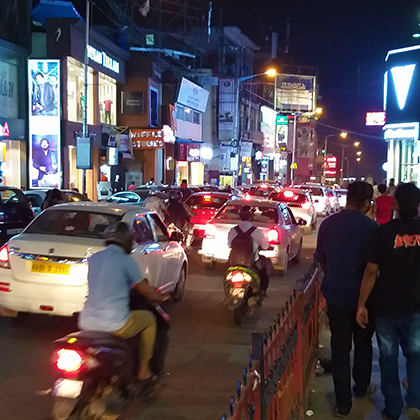 Indian traffic by night.